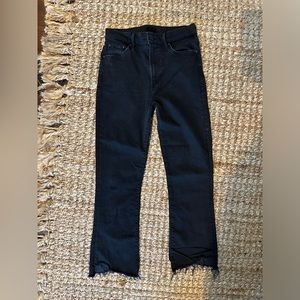 Mother “The Insider Crop” Fray Black Jeans Size 28